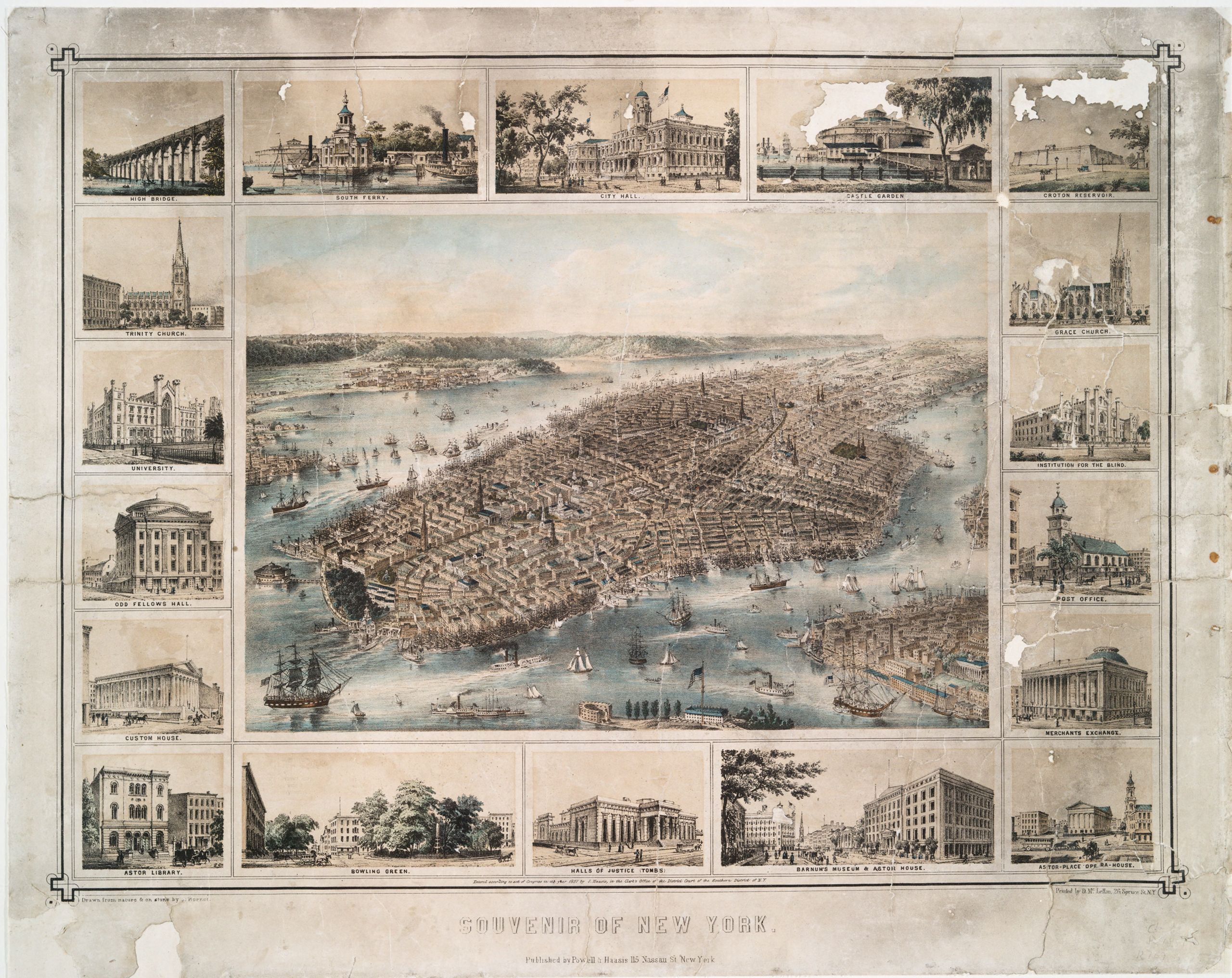 (P) AL Map Of NY ODD FELLOW and Astor Library