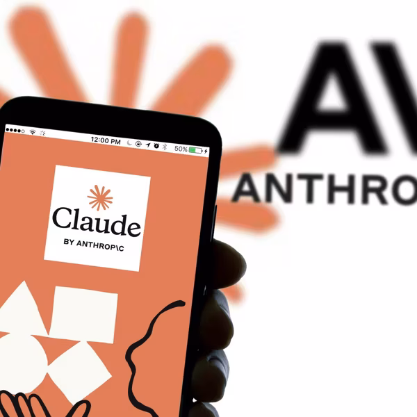 In this photo illustration, the logo of Anthropic's AI