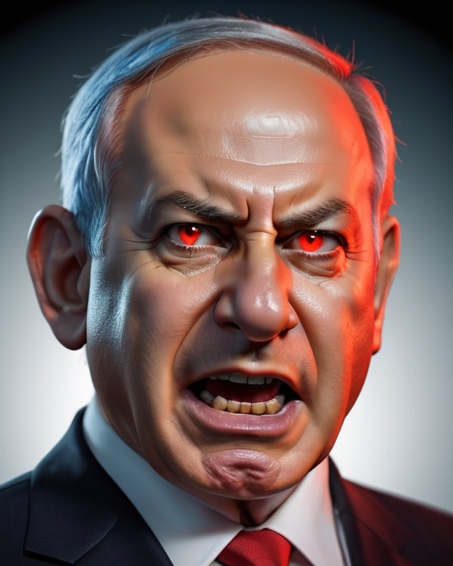 1 - Benjamin Netanyahu with a crazed look on his f